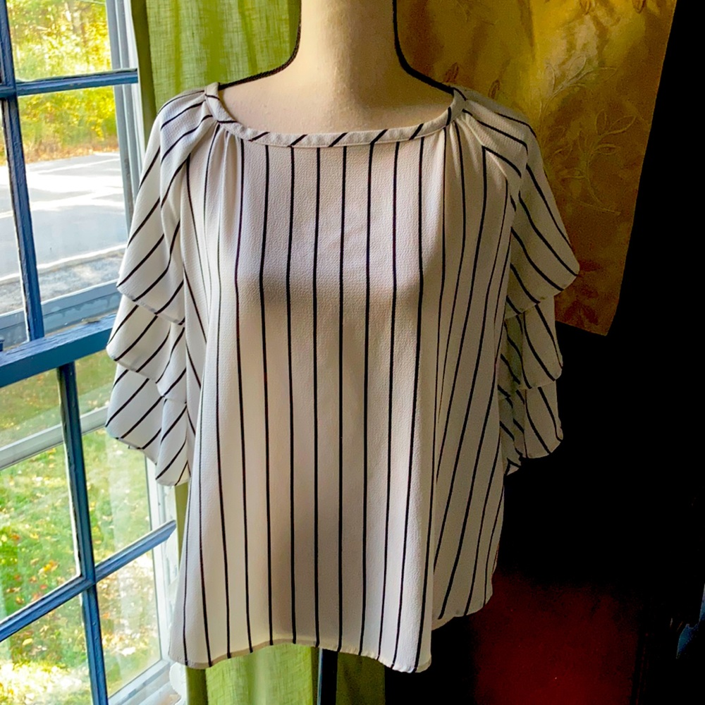 Charter club striped ruffle shirt